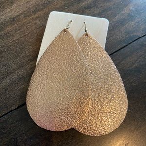 Nickel & Suede Earings- Rose Gold